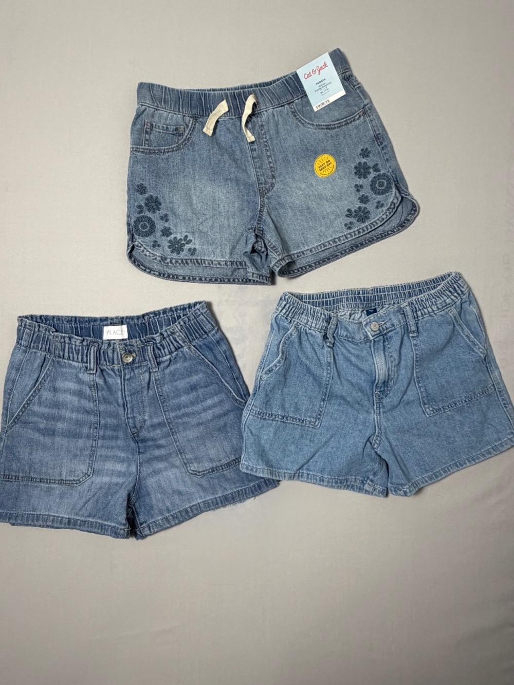 Lot of 3 Girls Denim Shorts Size 14(XL) - Cat & Jack, Old Navy, Children's Place